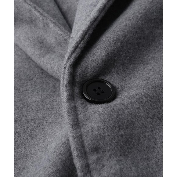 Men's Grey Slim Fit Notched Collar Long Casual Trench Coat with Pocket - Picture 5 of 6